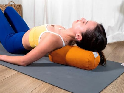 Pranayama Yoga Bolster Meditation Pillow - color: Tango, size: Cylindrical 14" x 6"