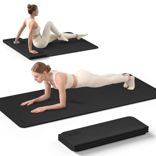 ZOEY 7-Fold Foldable Yoga & Exercise Mat, 74.8x31.5 Extra Wide 31.5 Inch XL Extra Large Lightweight Mat, Folding Pilates Stretching Mat, Anti-Slip Double Non Slip Noise Reducing Hot Yoga Mat, Odorless Non Toxic Eco TPE Workout Mat for Beginners Women Men,