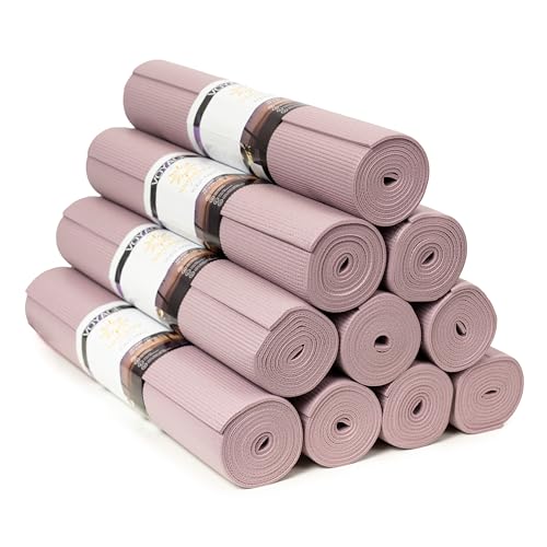Voyage 5mm Studio Yoga Mats, 10 Pack, 72x24in | Extra Long, Anti-Tear Exercise Mats for Workout, Stretching, Fitness - Non Slip Gym Mats for Home, Schools and Studios - color: Lilac