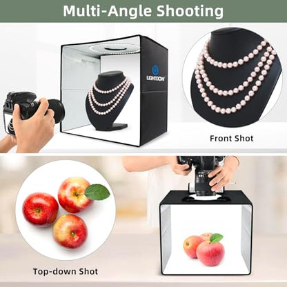 Lightdow 10"x10"x10" Photo Studio Light Box Photography with 96 LEDs (CRI>95), 6 Backdrops - Portable/Dimmable/Versatile Folding Shooting Tents for Toys/Jewelry/Watches/Cosmetics Photography - size: 10"x10"x10"