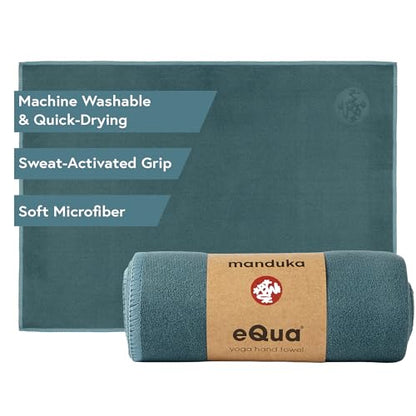 Manduka eQua Hand Towels - 16" | Rapid Moisture Activated Grip | Quick Drying, Soft Microfiber | Machine Washable | 16 x 24 inches | Sage Solid - color: Sage Solid, size: 16" x 24"