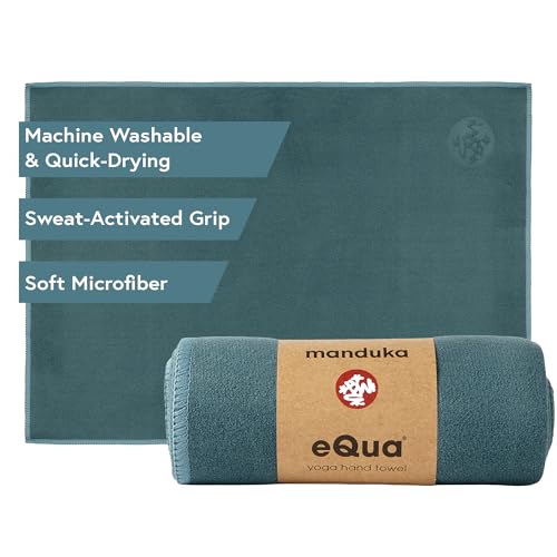 Manduka eQua Hand Towels - 16" | Rapid Moisture Activated Grip | Quick Drying, Soft Microfiber | Machine Washable | 16 x 24 inches | Sage Solid - color: Sage Solid, size: 16" x 24"