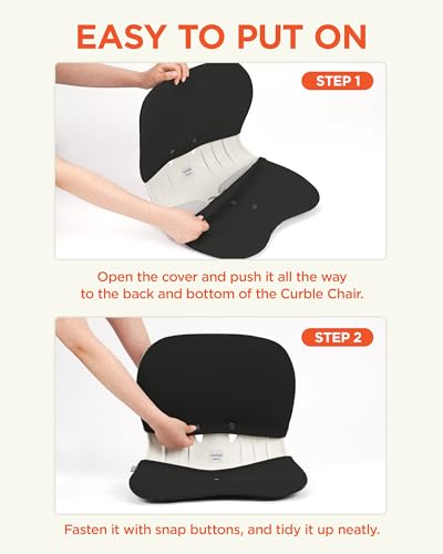 curble WIDER COVER, Detachable Cover for Teenager Chair, Ergonomic Chair Back Support and Lumbar Support (Cover Black) - color: Cover Black