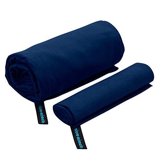 2-Pack Microfiber Towel - XXL Travel Quick Dry and Extra Soft Microfiber Towels, Lightweight and Compact for Gym, Swim Practice, Travel, Backpacking, Camping, RV, Beach, Camping - color: Navy Blue