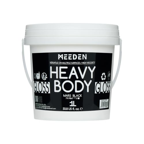 MEEDEN Mars Black Acrylic Paint: 1L /33.8oz Heavy Body Gloss Finish | Thick Art Paints Non-Toxic for Canvas Crafts Rocks Easter Eggs Wood Painting - color: Intense Black - 1L