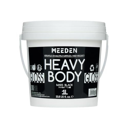 MEEDEN Mars Black Acrylic Paint: 1L /33.8oz Heavy Body Gloss Finish | Thick Art Paints Non-Toxic for Canvas Crafts Rocks Easter Eggs Wood Painting - color: Intense Black - 1L