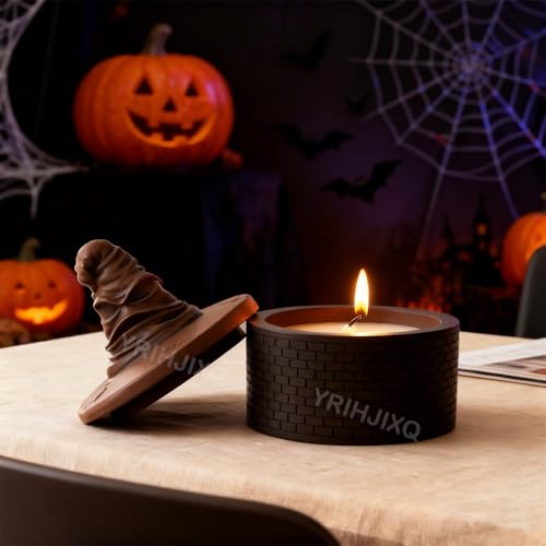 Resin Jar Mold with Lid Epoxy Resin Casting Mold | Halloween Hat Mold,Silicone Molds for Plaster,Candle Holder