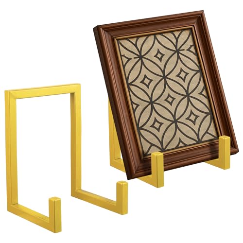 2 Pcs Large Plate Stands for Display Metal Frame Holder, Gold, 10 Inch | Plate Display Stand, Picture Frame Stand, Decorative Table Top Easels for Picture Book, Platter, Photo - color: Gold, size: 10 Inch