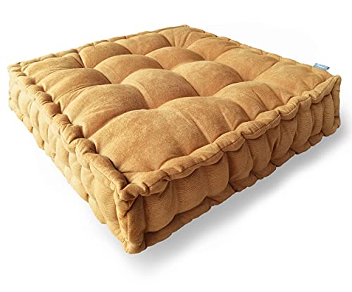 Verpert Floor Pillow 25x25 Inch, Square Meditation Cushion Floor Seating for Adults, Oversized Tufted seat Cushion Reading Nook for Kids, Yoga Meditation Pillow for Sitting on Floor (Yellow) - color: Yellow