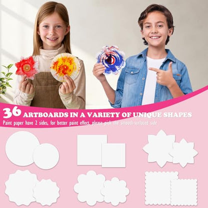 Spin Art Machine for Kids, Paint Spinner Arts & Crafts Gift Kit, Ages 4-12 | Includes machine, 36 artboards, 7 washable paints & splatter guard. Easy-clean, screen-free STEAM gift for girls & boys - color: Pink
