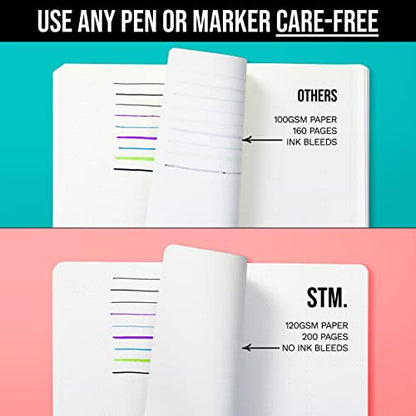 Lined Journal Notebook for writing + Free Pen! Ruled 200 pages, 120gsm Thick Paper with Sticky Notes,pen loop, elastic band, leather hard cover | Scribbles That Matter A5 journals, (5.75 x 8.2) - color: Lavender