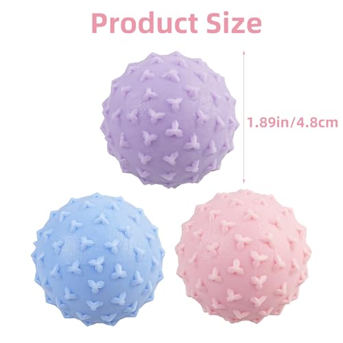 WOVTE Massage Lacrosse Ball Set for Sore Muscles, Shoulders, Neck, Back, Foot, Body, Deep Tissue, Trigger Point, Muscle Knots, Yoga and Myofascial Release - color: Light-blue Pink Purple