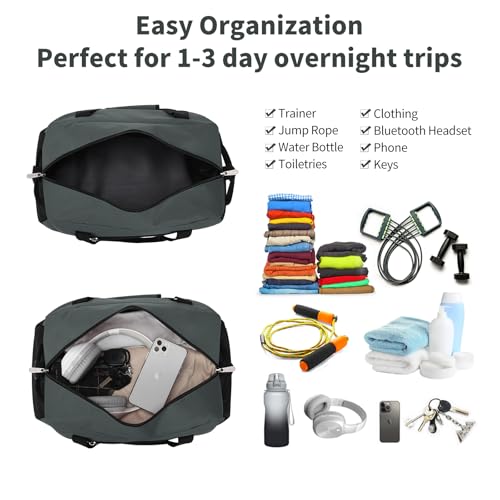 Apenze Small Gym Bag 18 inch Carry On Duffel Bag for Weekender Travel - Dark Grey - color: Dark Grey, size: 18inch
