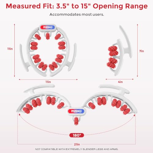 Cellulite Massage Tool, Anti-Cellulite Roller- Lymphatic Drainage Massager - Muscle Roller, Deep Fascia Massage, Dimpled Skin Removal, Legs/Thighs/Buttocks (15 Wheel - Red) - color: White and Red