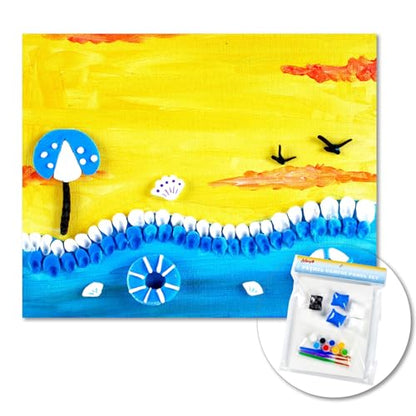 DIY Canvas Painting Kit with Clay, 3 Blank 8x10 Inch Canvas Panels, 5 Packs of Clay, 8 Vibrant Acrylic Paint Colors, and 3 Brushes, Creative Art Kit for DIY Projects & Crafting Fun - size: 8"x10"(3-Pack), style: DIY Clay
