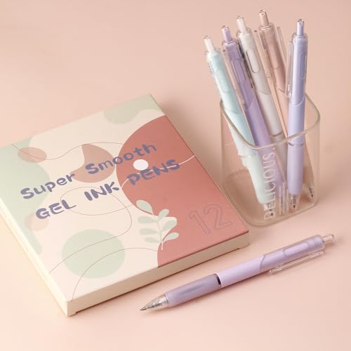 0.38 Ultra Fine Point Gel Pens,No Bleed & Smudge Black Ink,12 Counts | Ultra-Smooth 0.38mm Precision Tip,No-Smear for Note-Taking,Accounting Marking & Detailed,Replaceable Refills for Long-Lasting