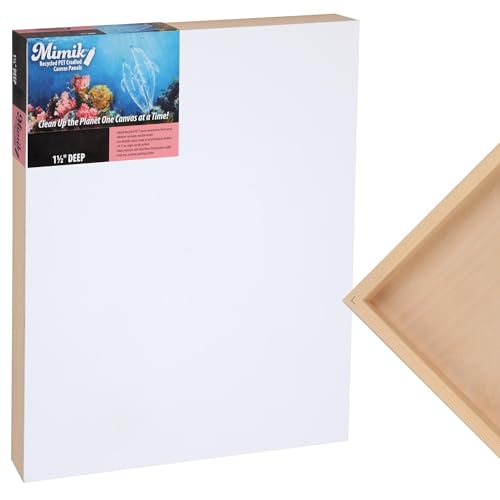 Creative Mark Mimik Recycled PET Cradled Canvas Panel 1-1/2" Depth- 12x16 Single Canvas- Medium-Textured Painting Board for Eco-Conscious Artists, 14.11 oz Triple-Acrylic-Primed Weight - size: 12X16"