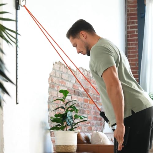 Kinetic Bands Space Saver Gym Resistance Bands Exercise Equipment for at Home Fitness Workout | Resistance Band Wall Anchor with 2 Rails, 2 Rail Cars - style: 5 Resistance Bands, 1 Set of Handles