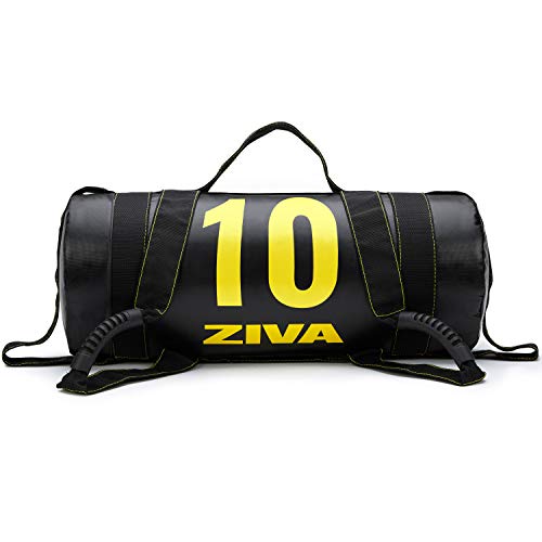 ZIVA Power Sandbag – Pre-Weighted Training Bag with Multiple Handles for Full-Body Strength & Conditioning – Heavy-Duty, No-Fill Needed (10–50 lb) - color: Black, size: 10 lb