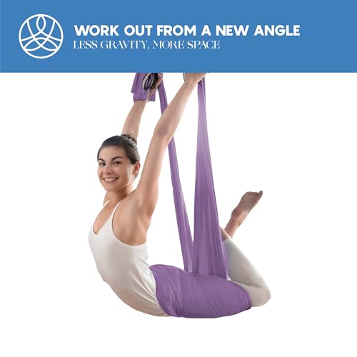 Aerial Yoga Hammock Swing, 4.5 Yards, Aerial Silks with Hardware - color: Lavender, size: 4.5 yards