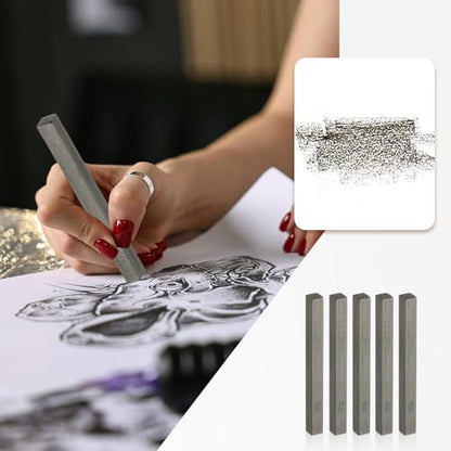 PATIKIL Compressed Charcoal Sticks, 6 Pack 8B Grade Art Supplies Sketch Square Stick for Artist Drawing Sketching Shading Painting, Black