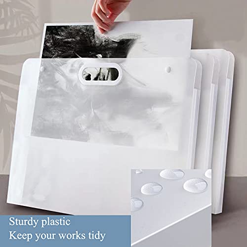Sohynca Plastic Art Portfolio, Large Art Portfolio with Handles,Waterproof Portfolio Folder for Artwork, Arts Storage Case for Drawing Sketch Photography Poster (22.44 x 17.32 inch) - size: 22.44 x 17.32 inch