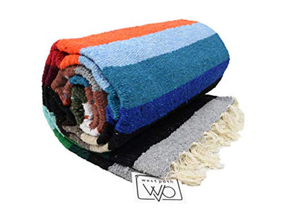 Open Road Goods Aztec Navajo Style Blanket, Throw, or Yoga Bolster - Handwoven Mexican Diamond Blanket (Multi Rust) - color: Multi Rust