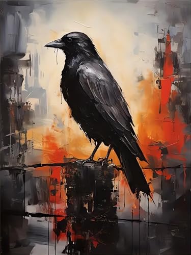 Rekxtmo Crow Diamond Art Kits for Adults, 5D Animals Diamond Painting Kits | Dimond Art Paintings Kit, Diamond Dot, Gem Painting Kit, Crafts for Adults, Crystal Art, Home Wall Decor Gifts (12x16inch) - color: QY038