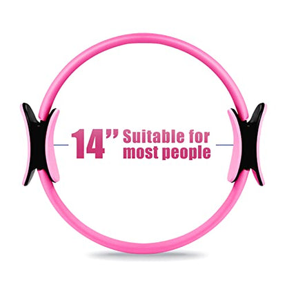 RitFit Pilates Ring 14 Inch Magic Fitness Circle for Inner Thigh Toning | Bonus Workout Guide & Storage Bag Included, Lightweight & Portable, Pilates Yoga Full Body Toning - style: Pink