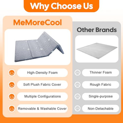 MeMoreCool Kids Floor Mattress, 48x72 Inch Foldable Play Mat, Grey Star | Grey star 4x6 ft foam tatami futon mat - color: Grey Star