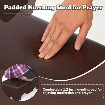 Kneelers for Praying, Wooden Prayer Kneeler Bench with Storage | Prayer Bench Stool for Kneeling at Home, Church Prayer Stool Bench, Kneelers for Prayer with Cushion Pad for Home Church