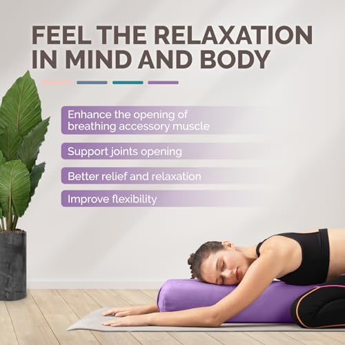 Yes4All Triple-Layer Sponge Yoga Bolster Pillow for Restorative Yoga & Meditation - Versatile Yoga Support Pillow, Balance & Poses Modification - color: D. Purple