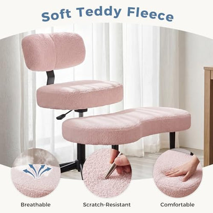 DUMOS ADHD Meditation Chair, Cross Legged Home Office Desk Chair - color: Teddy Fabric Pink