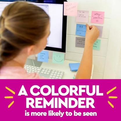 Post-it Recycled Super Sticky Pop-up Notes, 1 7/8" x 1 7/8", Wanderlust Pastels Collection, 70 Sheet/Pad, 18 Pads/Pack | School Supplies and Office Products, 2X the Sticking Power