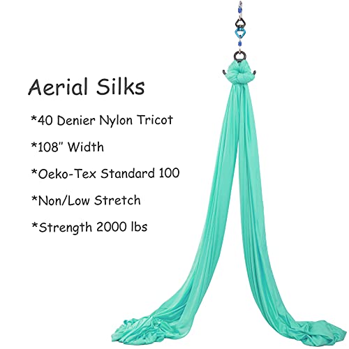 Aerial Silks Yoga Swing Set, Fitness Aerial Yoga Kit - color: Tender Green