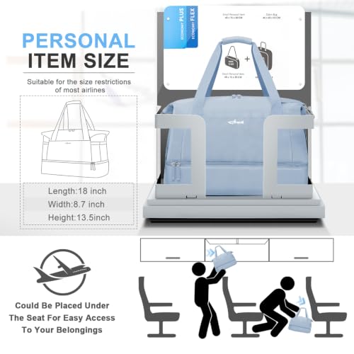 Gym Bag for Women, Personal Item Travel Bag with Shoes Compartment for Trip - color: Blue, size: Medium