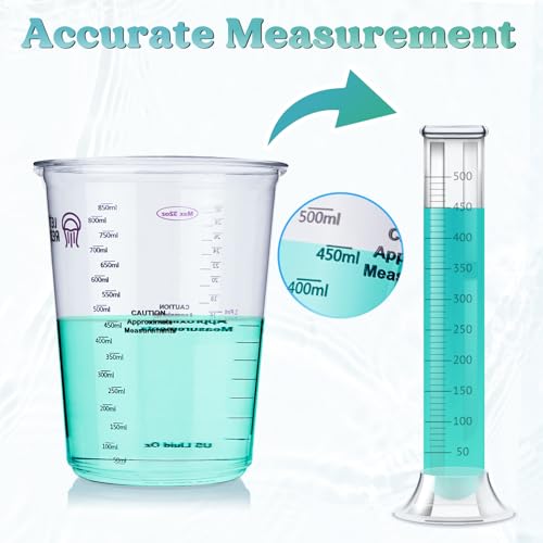 LET'S RESIN 32 oz Resin Mixing Cups, 45-Piece Kit with Gloves | Sturdy 1000 ml Disposable Cups Feature Two Measurement Scales and Include Protective Gloves for Resin and Paint Mixing - size: 1000ML