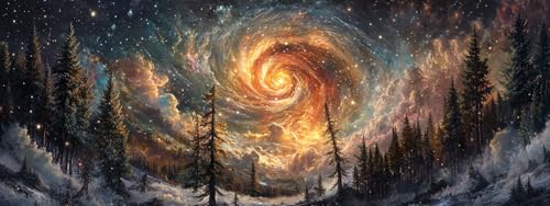 Bimkole Large Diamond Art Kits for Adults Universe, Full Drill 5D DIY Rhinestone Embroidery Set Paint with Diamonds Art Forest by Number Kits Cross Stitch Home Wall Craft Decoration 31.5x11.81 Inch - color: Cosmic Forest