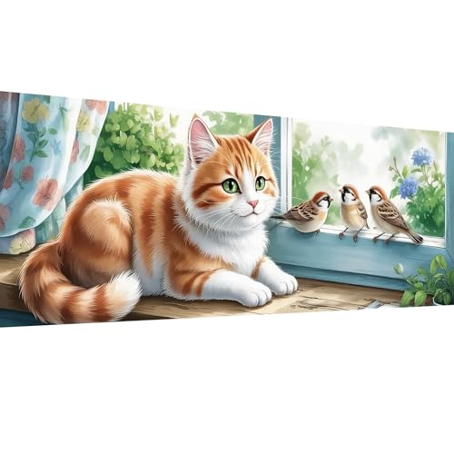 SKRYUIE 5D Large Diamond Painting Kits Cat - DIY Diamond Art Kits for Adults Animal, Full Round Drill - Crystal Embroidery Cross Stitch - Craft for Wall & Office Decor - 12x30 inch / 30x80 cm B2 - color: colorful-9
