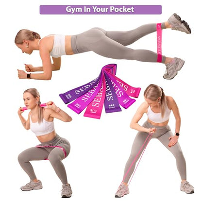 Dual-Size Exercise Bands, Mini Loop Resistance Bands, Set of 6 Elastic Bands, Small Exercise Bands, Fitness Bands Assorted Sizes, Full Body Workout Bands, Natural Latex Fitness Bands