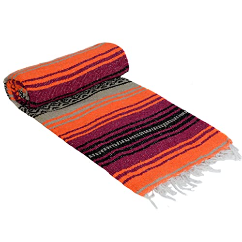La Montana Bulk Falsa Mexican Blanket, 4 Pack, Hot Pink/Orange/Tan - color: Hot Pink/Orange/Tan
