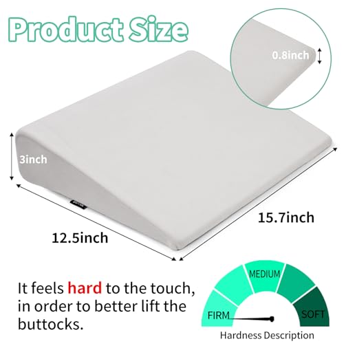 BUYUE Wedge Cushion for Butt Lift Women, Hard-Firm EVA Foam for Lift HIPS Up Fitness Training, Plank Position Mat, Non-Slip Chair Seat Pad, 15.7"x 12.5", Light Gray - color: Light Gray