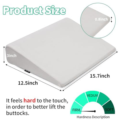 BUYUE Wedge Cushion for Butt Lift Women, Hard-Firm EVA Foam for Lift HIPS Up Fitness Training, Plank Position Mat, Non-Slip Chair Seat Pad, 15.7"x 12.5", Light Gray - color: Light Gray