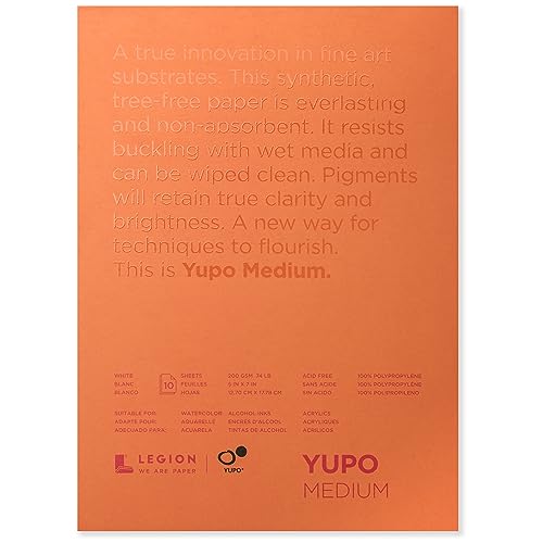 Legion Yupo Synthetic Paper Pad - 5" x 7", Bright White, 10 Sheets - size: 5" x 7"