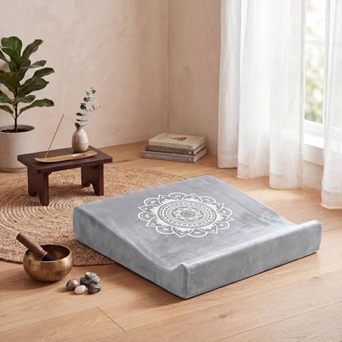 Meditation Cushion Set with High-Density Foam : 26.4" Large Floor Pillow for Yoga, Meditation, Sitting，Zafu & Zabuton Removable Washable Luxe Velvet Cover