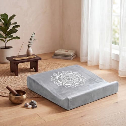 Meditation Cushion Set with High-Density Foam : 26.4" Large Floor Pillow for Yoga, Meditation, Sitting，Zafu & Zabuton Removable Washable Luxe Velvet Cover