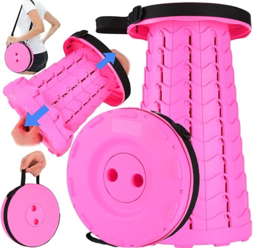 Fishboy Collapsible Stool for Adults, Portable Folding Camping Seat, 400lbs - color: All Girl Pink