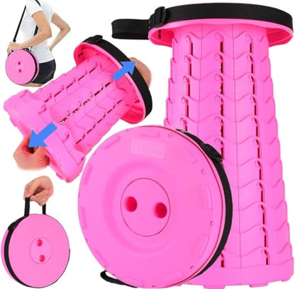 Fishboy Collapsible Stool for Adults, Portable Folding Camping Seat, 400lbs - color: All Girl Pink