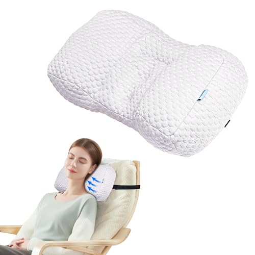 Adjustable Neck Pillow for Recliner, Headrest Pillow for Chair & Couch Support - Ergonomic Design Cushion with 2 Adjustable Strap, Recliner Head Pillow for Office, Home, Traveling (Beige) - color: Beige