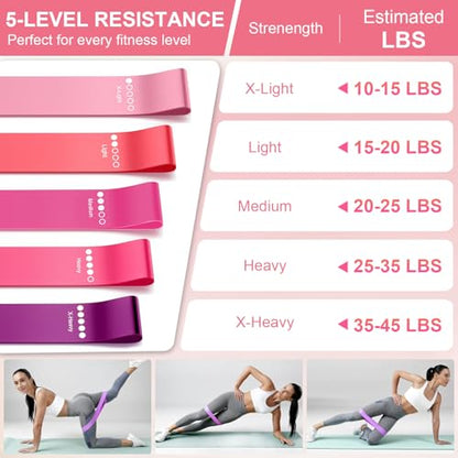 Pilates Ring and Ball Set for Women, Home Workout Pilates Kit, Magic Circle Hoop with 5 Resistance Bands, Pilates Equipment Fitness Essentials Starter Set Accessories - color: Purple